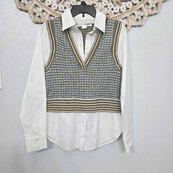 Veronica Beard Serwa Mixed Media Vest Top - Picture 4 of 12